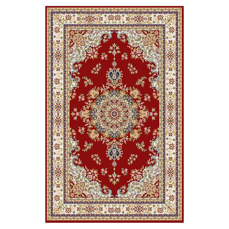 Fancy Traditional Area Rug Brown Polyester Area Carpet Stain Resistant Rug for Home Decor