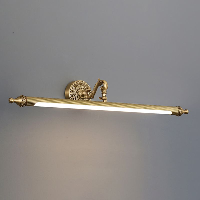 1 Light Linear Wall Lighting Modern Style Mirror Wall Mounted Light Fixture in Brass