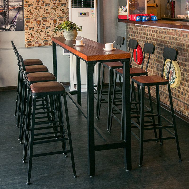 Industrial 1/9 Pieces Bar Table Set Rectangle Pine Wood Counter Table with Stools