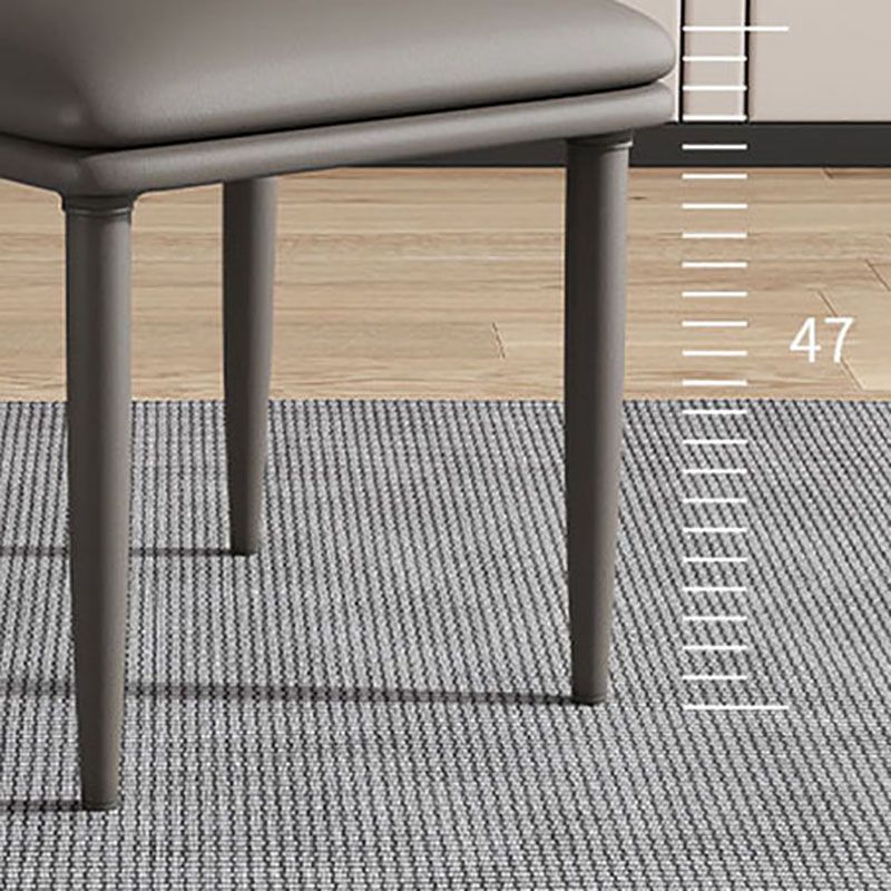 Minimalist Armless Solid Back Chair for Kitchen Leather Dining Chair