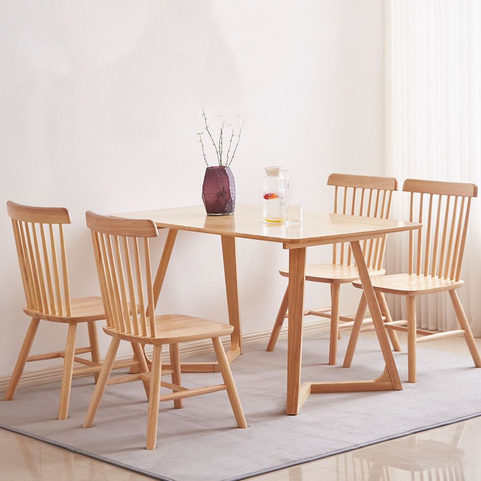 Modern 1/2/5 Pieces Dining Set Rectangle Rubber Wood Dining Table for Dining Room