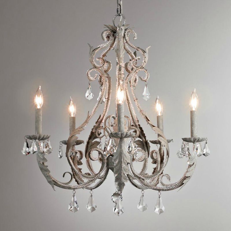 American Style Candle Chandelier Light Fixtures Multi-Head Suspension Pendant Lamps with Crystal