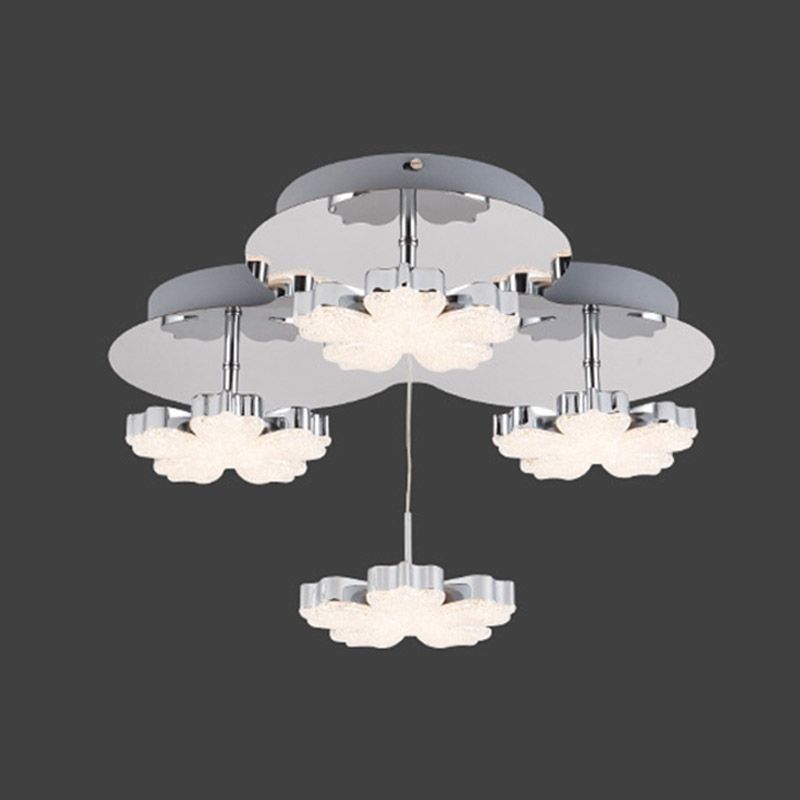 Chrome Petal Semi-Mount Lighting Modern Crystal LED CHAMBRE FUSH PLADIER LIGNER
