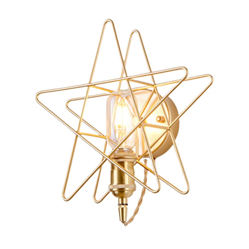 Modernist Wall Sconce Star-Shade Sconce Light with Metal for Bedroom