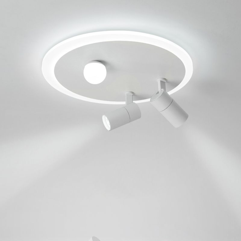 Plafonnier en fer moderne encastré rond avec 2 spots