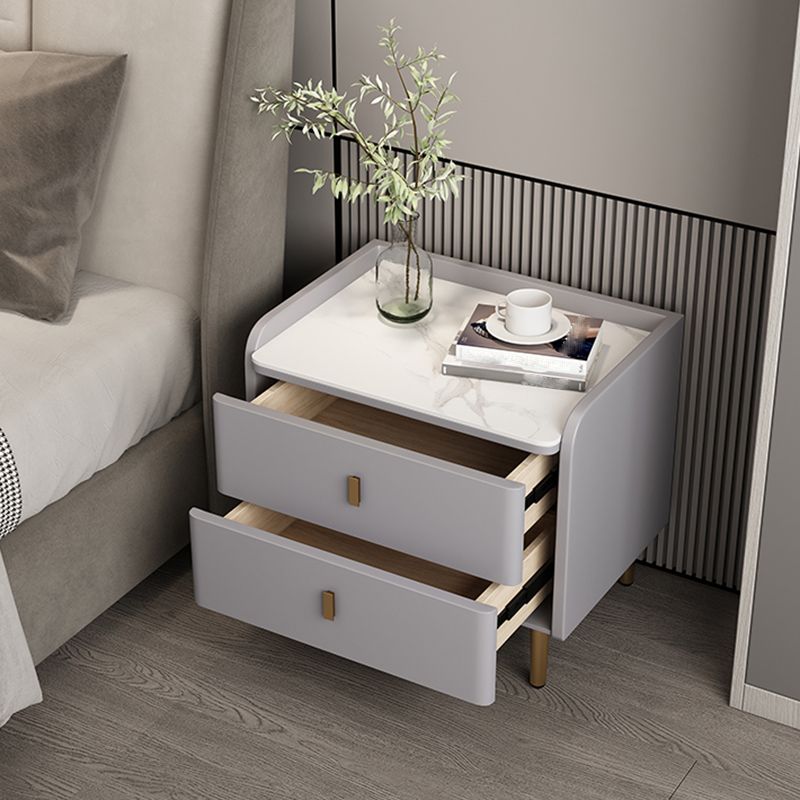 Nightstand with Drawers 19" Tall Wood Bed Nightstand with Legs