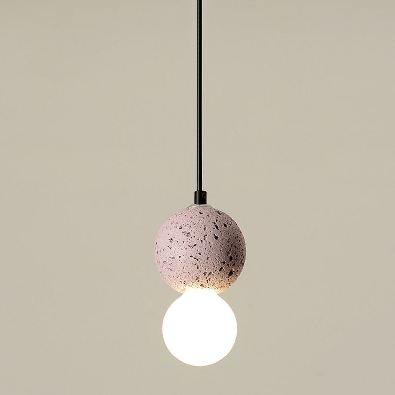 1 Light Stone Pendant Light Modern Minimalist Suspension Lighting for Bedroom
