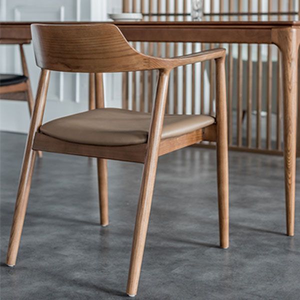 Arm Chair Traditional Style Dining Open Back Chair with Wooden Legs