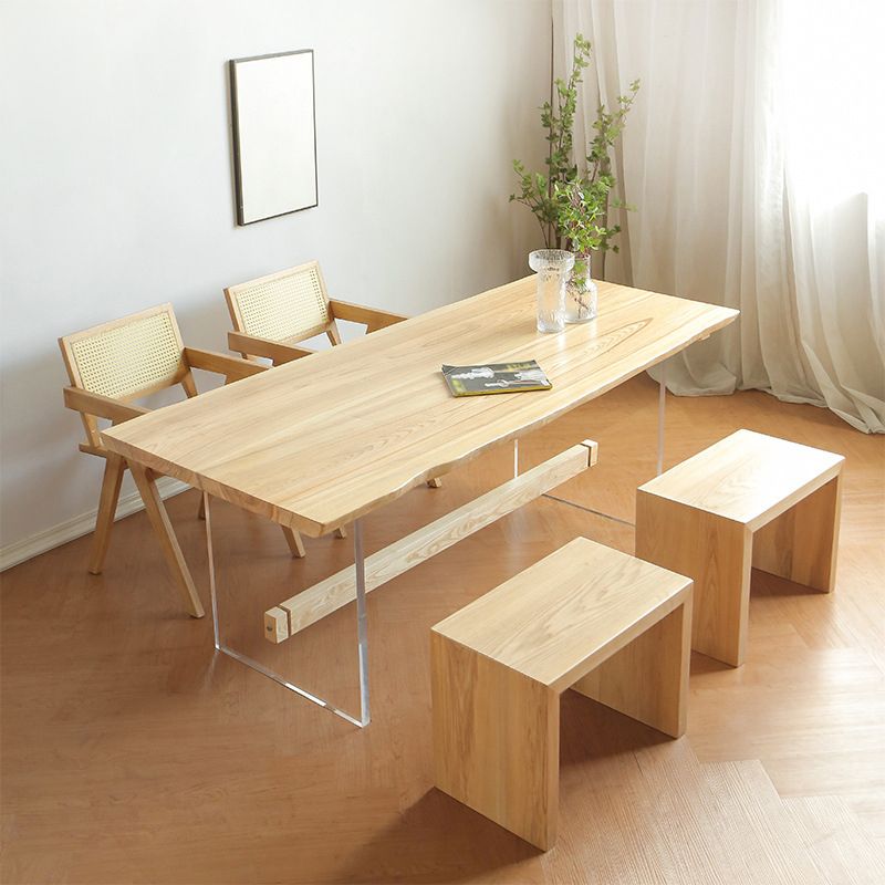 Rectangle Trestle Dining Table Modern Pine Wood Table for Kitchen