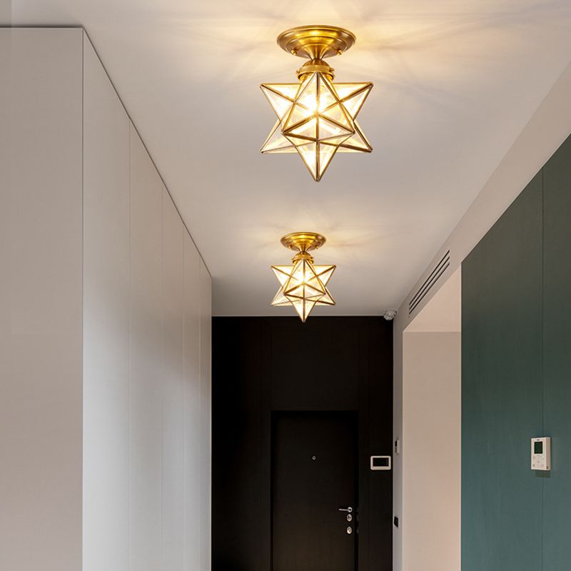 Colonical Creative Star - Lámpara de techo individual de cobre con pantalla de cristal