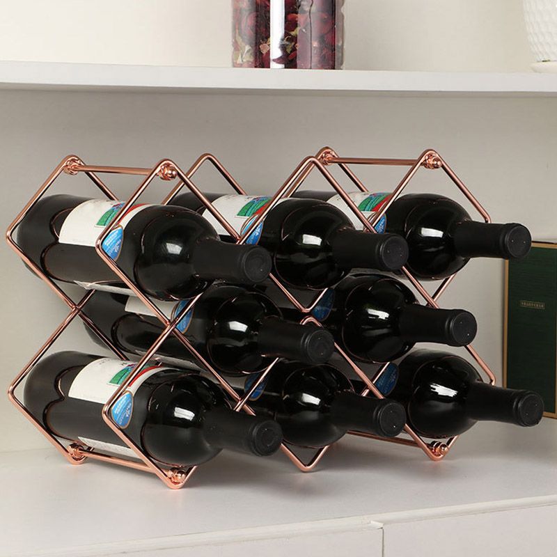 Metal Wine Bottle Rack Glam Style Wine Bottle Rack for Living Room