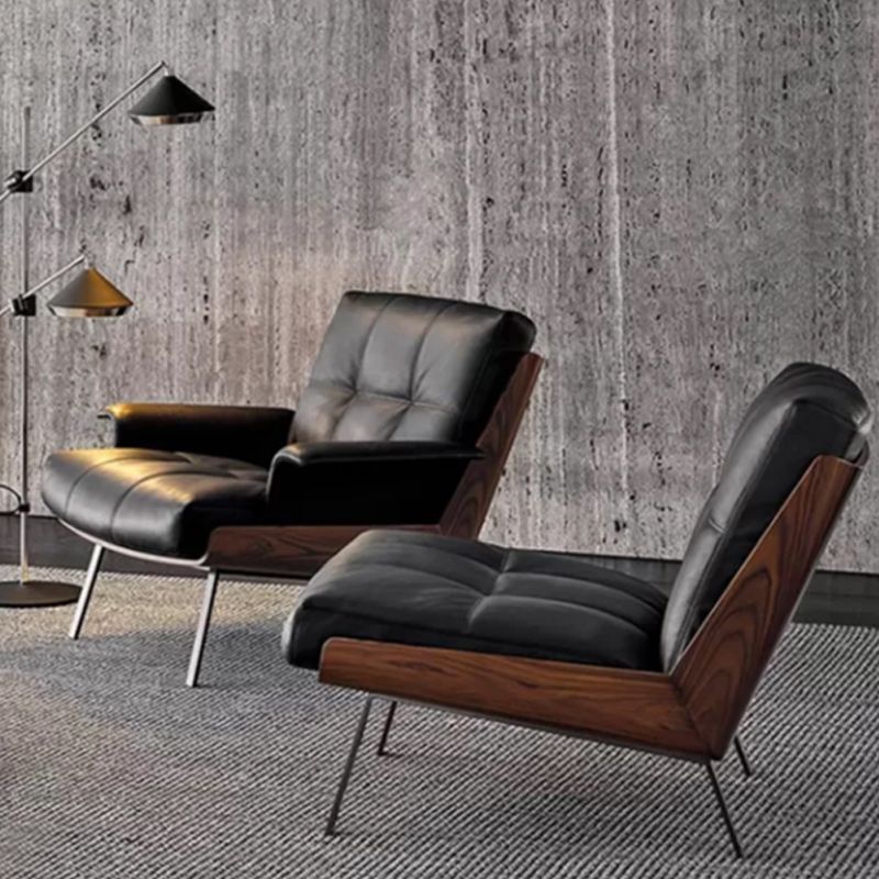 Industrial Lounge Chair Solid Color Cushion Back Basic Four Leg Reclining Accent Chair