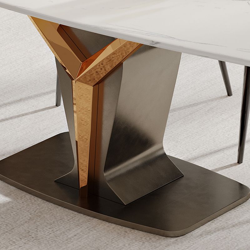 Rectangle Pedestal Dinner Room Kitchen Table Modern Dining Site Table