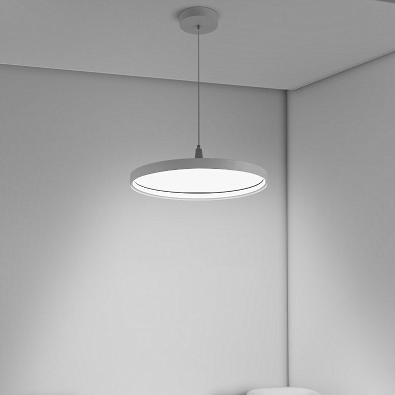 Moderne minimalistische LED -hangende lamp Aluminium cirkelvormige hanglamp met siliconen schaduw