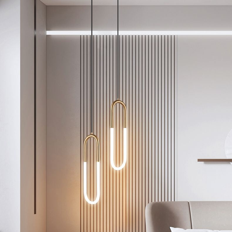 Geometric Suspension Pendant Light Minimalist Metal LED Bedroom Pendant Light Kit in Gold