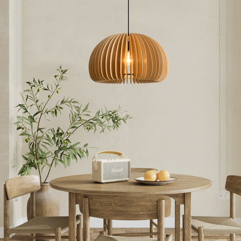 1 lustre de lustre lumineux avec une forme de citrouille en bois simple moderne de style intérieur