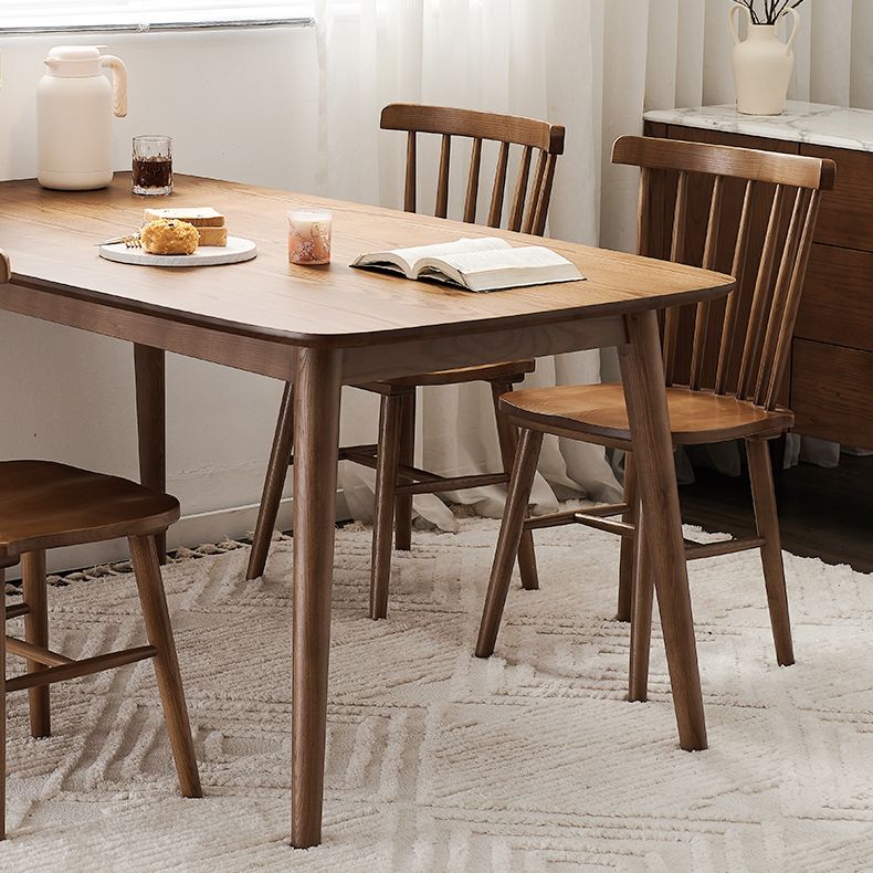 Modern Rectangular Space Saving Brown Walnut Dining Table with 4 Legs