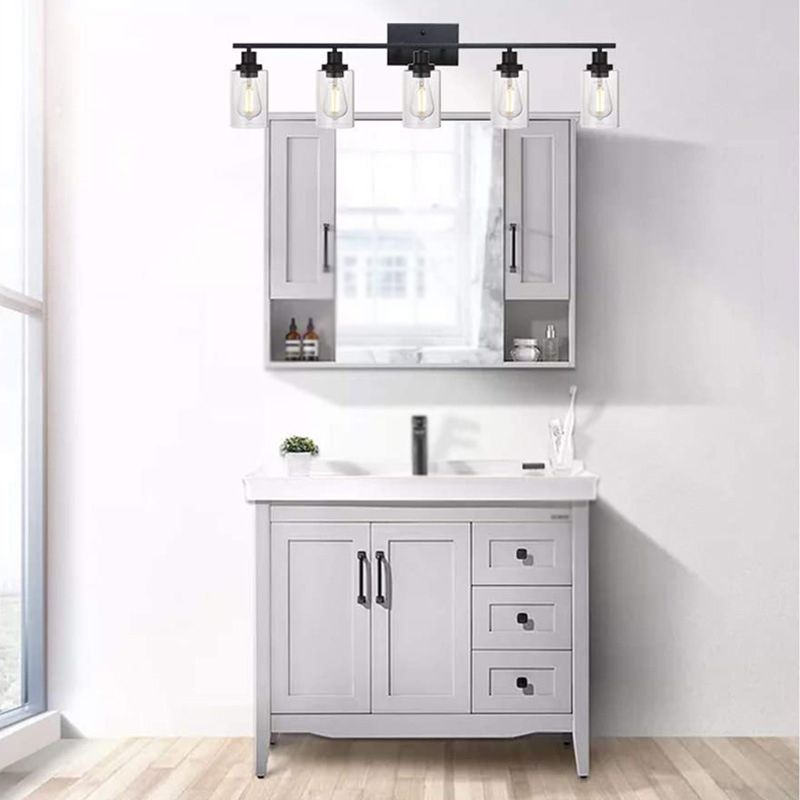 Modern Cylinder Vanity Lighting Fixtures Glass Multi Lights Vanity Wall Sconce