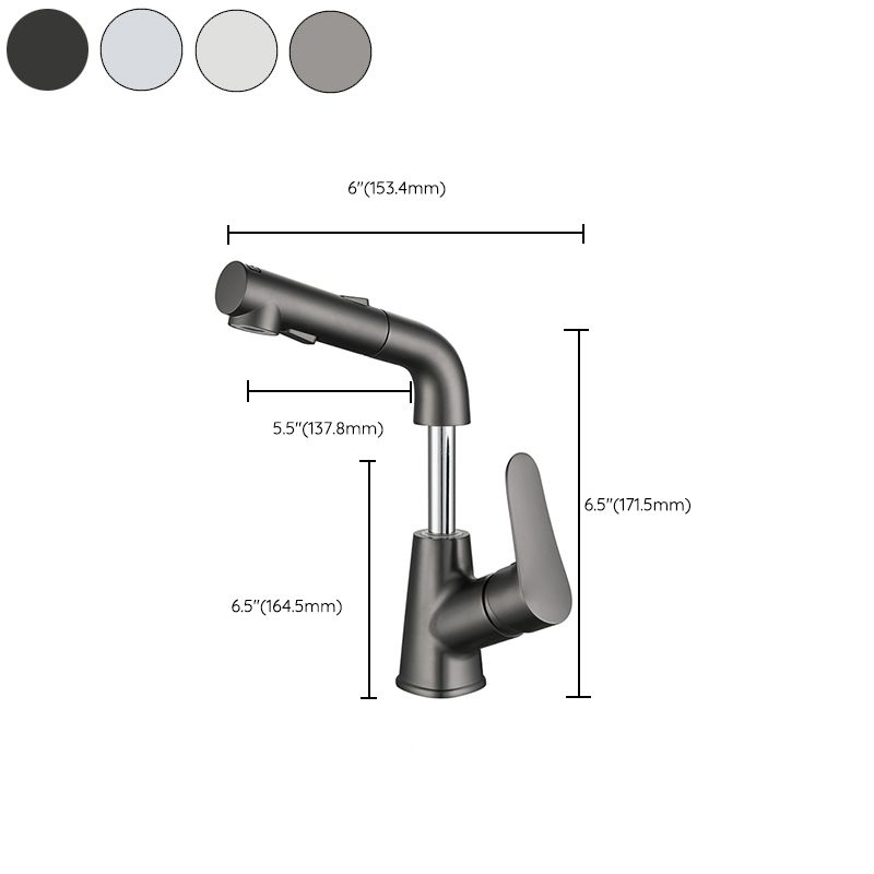 Contemporary Vessel Faucet Copper Single Handle Low Arc Retractable Vessel Faucet