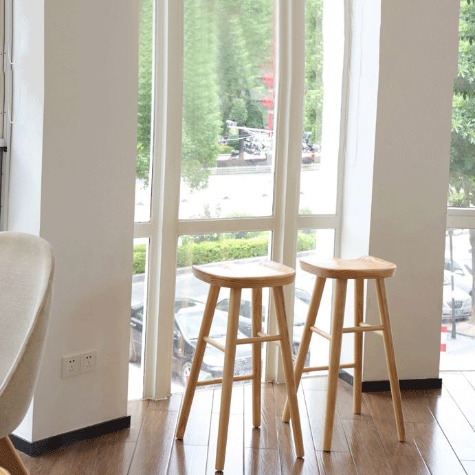 Contemporary Wood Stool Wood Counter Stool in Matte Finish for Indoor