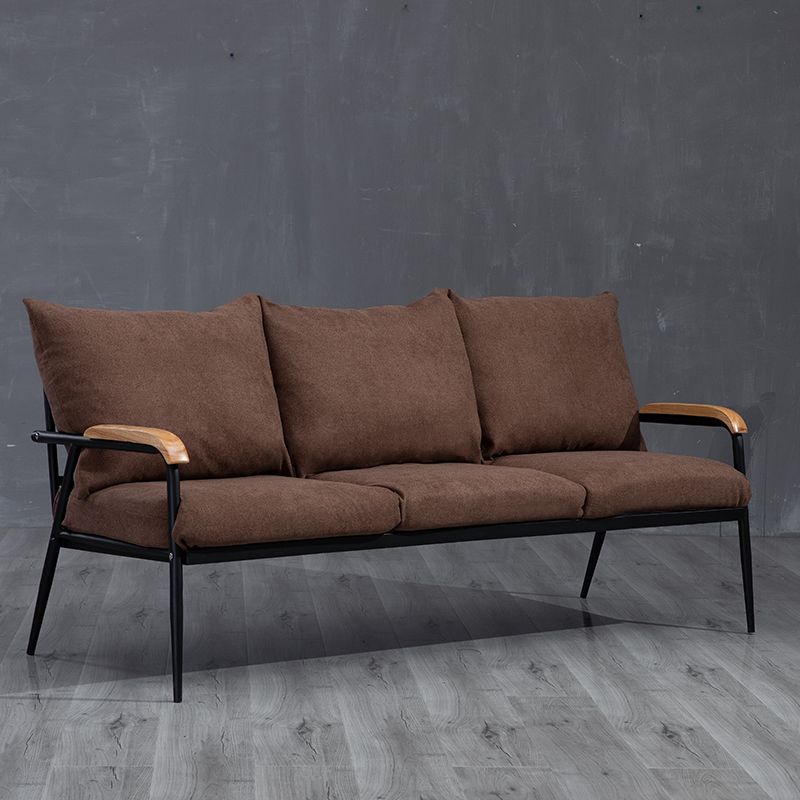 Black Classic Industrial Cushions Cotton Blend Sofa 25.6"High Square Arm Sofa