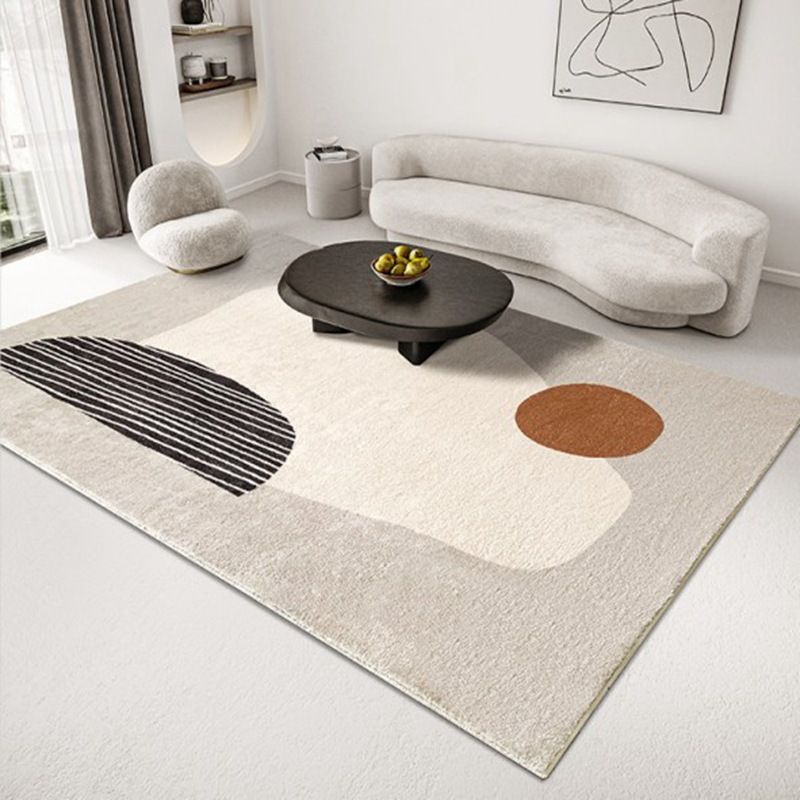 Simplicity Lines Print Rug Polyester Area Carpet Non-Slip Backing Carpet for Living Room