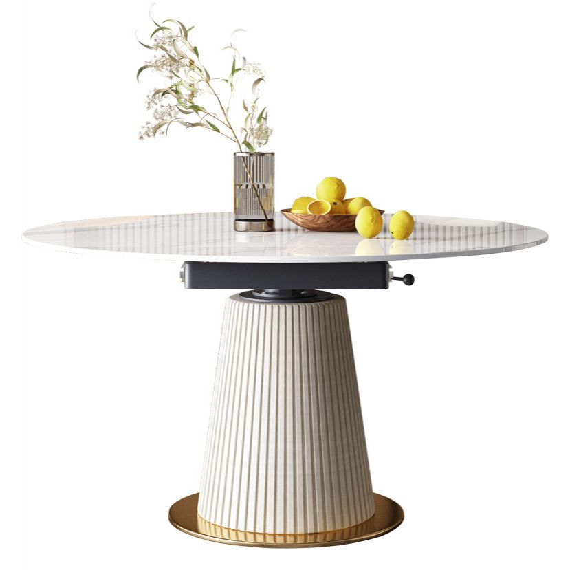 Modern Dining Room Set Standard Height with Sintered Stone Top and White Leg Formal Table Set