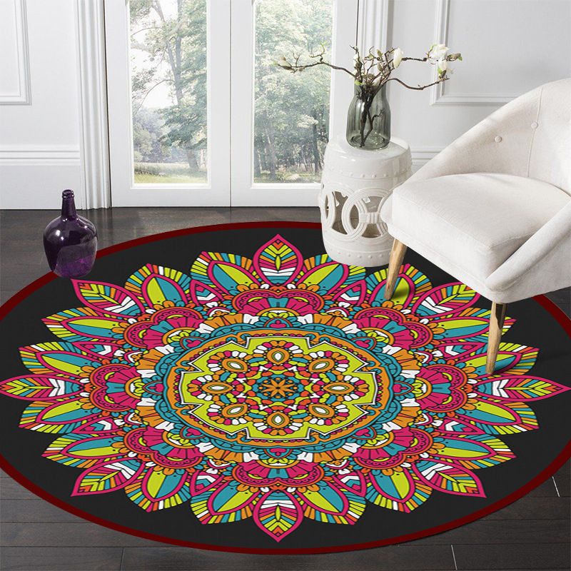 Multi-Color Gorgeous Moroccan Rug Classical Floral Design Polyester Carpet Non-Slip Backing Indoor Carpet for Home Decoration