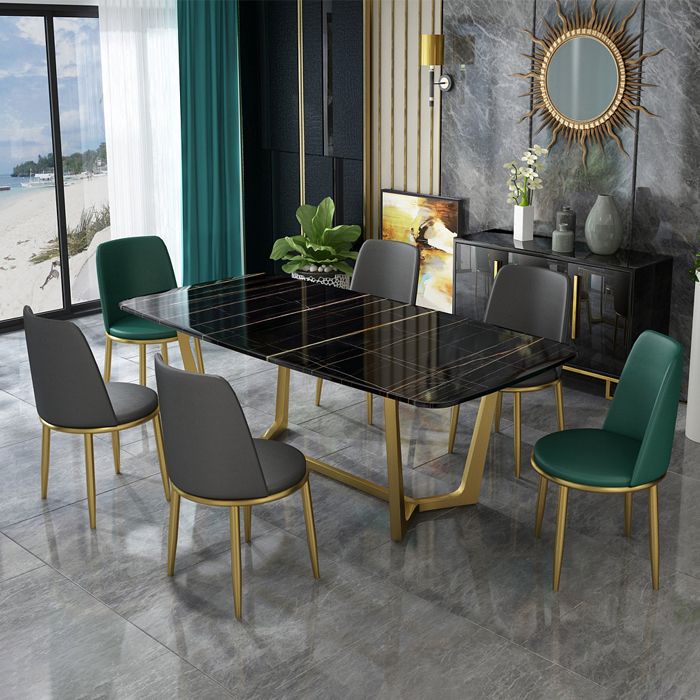 Traditionele luxe rechthoekige eetkamertafel Gesinterde stenen tafel met schraagonderstel