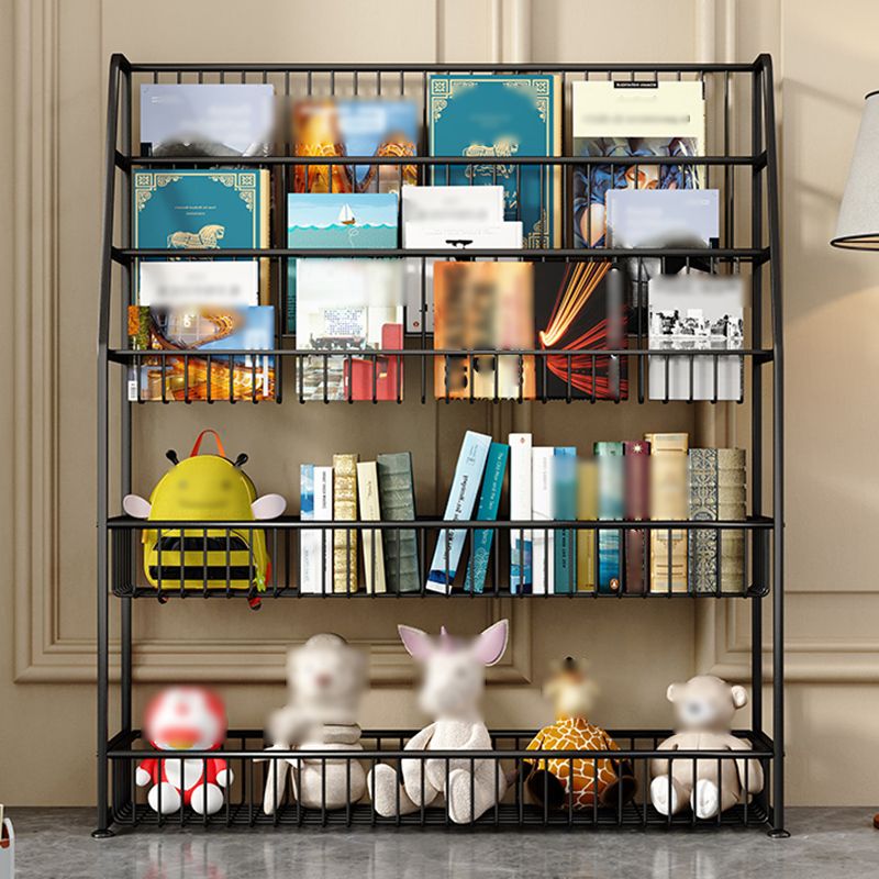 Modern Style Metal Bookshelf Ladder Open Shelf Bookcase for Study Room