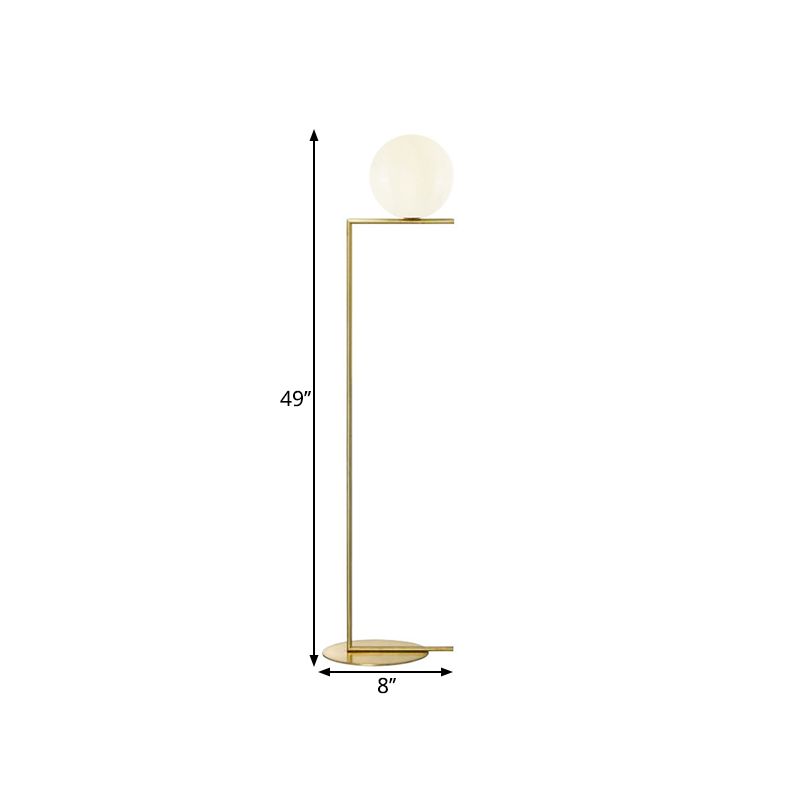 Gouden orb-vormige vloerlicht Minimalisme 1 lamp matglas rechthoek opstaan lamp