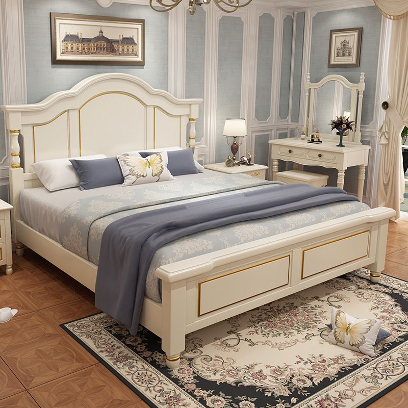 84.65 inch Wide Rustic Bed Frame Pine Wood Standard Bed with Headboard