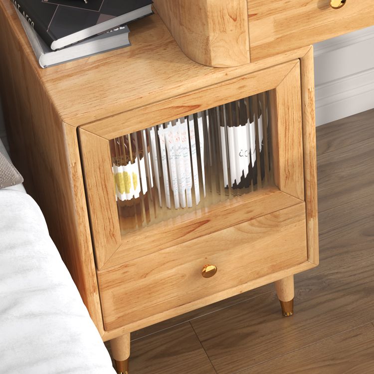 Glass Vanity Table Drawers Stool Vanity Set with Lights Mirror