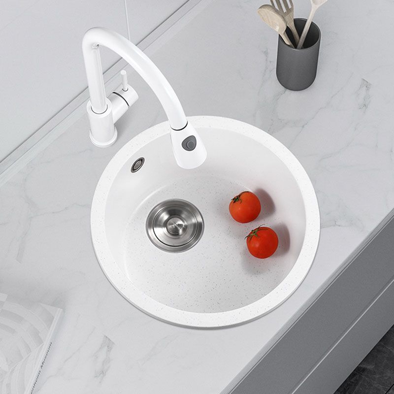 Quartz Kitchen Bar Sink Modern Round Shape Kitchen Bar Sink with Drain Assembly