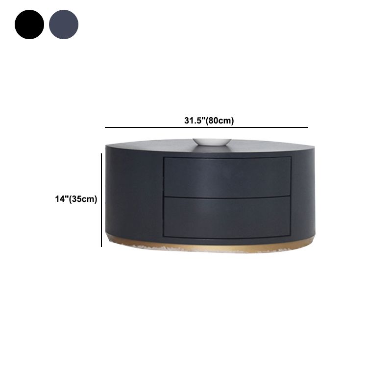 1 Single Round Coffee Table Drum Coffee Table in Black/Dark Grey