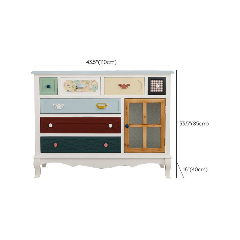 Coastal Storage Chest Dresser Manufactured Wood Dresser with Drawers and Doors