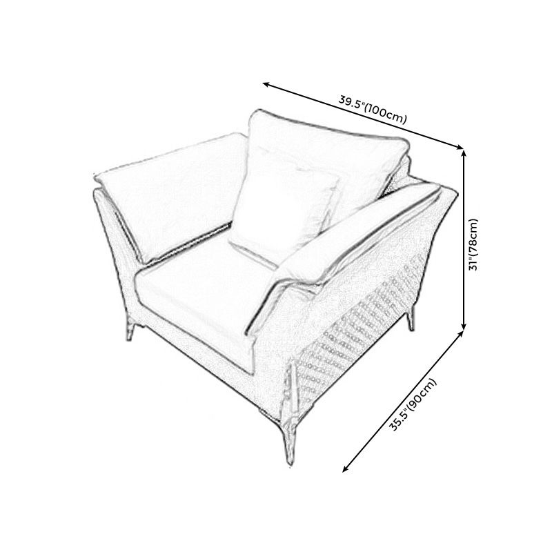 Blue and Cream Faux Leather Sectional Waterproof Sofa with Removable Cushions