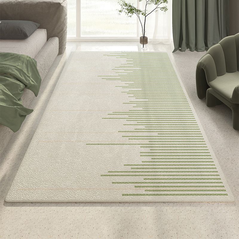 Casual Striped Carpet Polyester Green Carpet Washable Carpet for Drawing Room