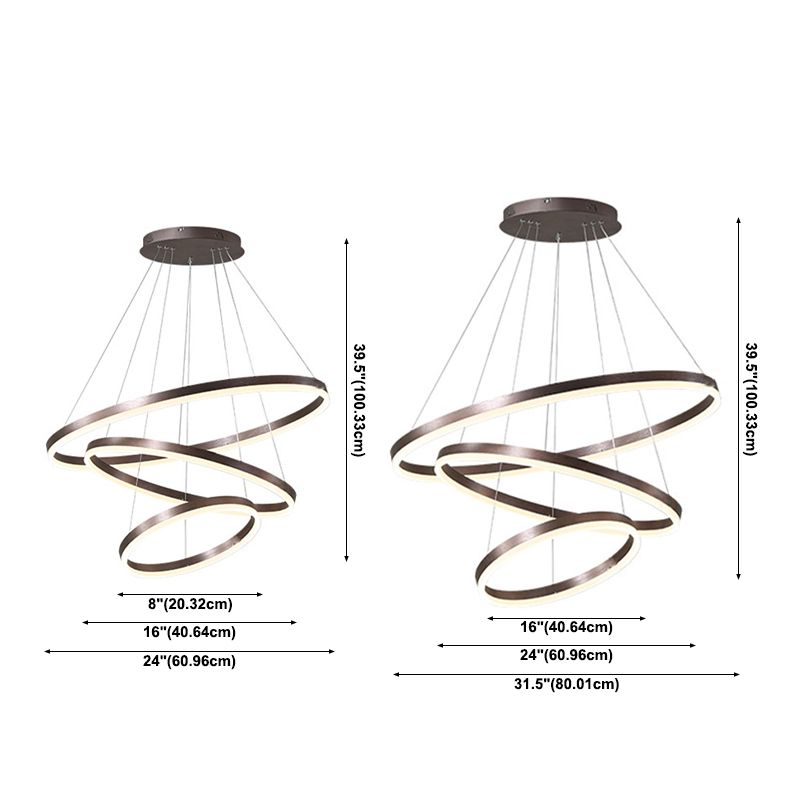 Luces de araña de forma de la rueda Accesorios de iluminación de araña de metal modernos en marrón