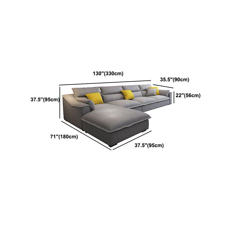 129.92" L Sectional with 4 Pillows Back and Sloped Arms for Living Room