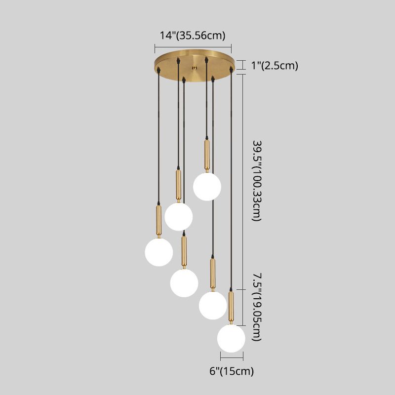 Modern Minimalist Multiple Globe Shade Pendant Light Metal Long Hanging Lamp for Living Room