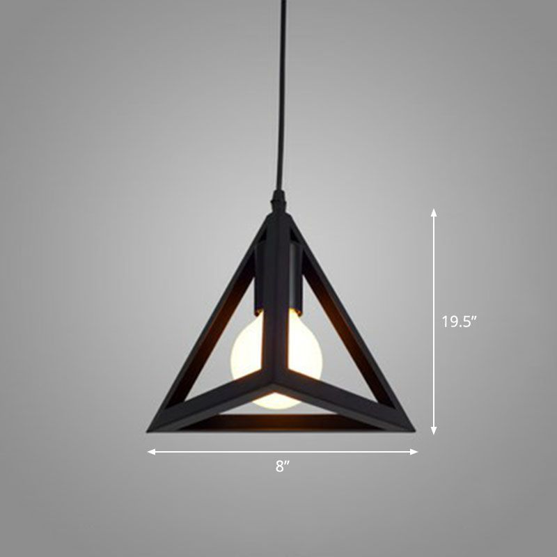 Geometric Cage Iron Hanging Light Simplicity 1 Bulb Corridor Pendant Light Fixture in Black
