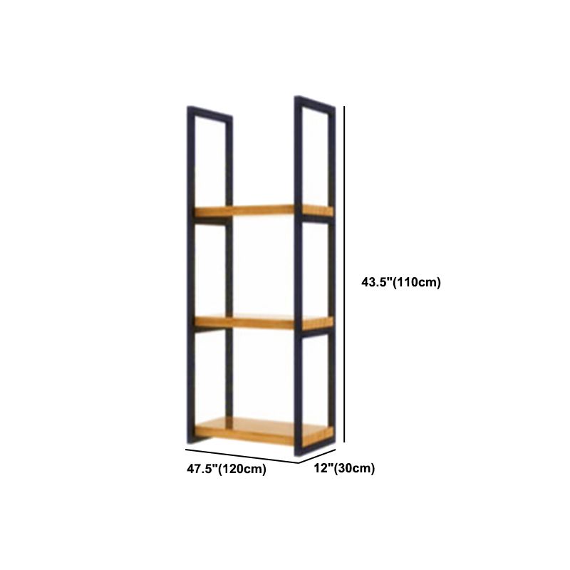 Industrial Wooden Storage Bookshelf Wall Mounted Bookcase with Rectangle Shelves