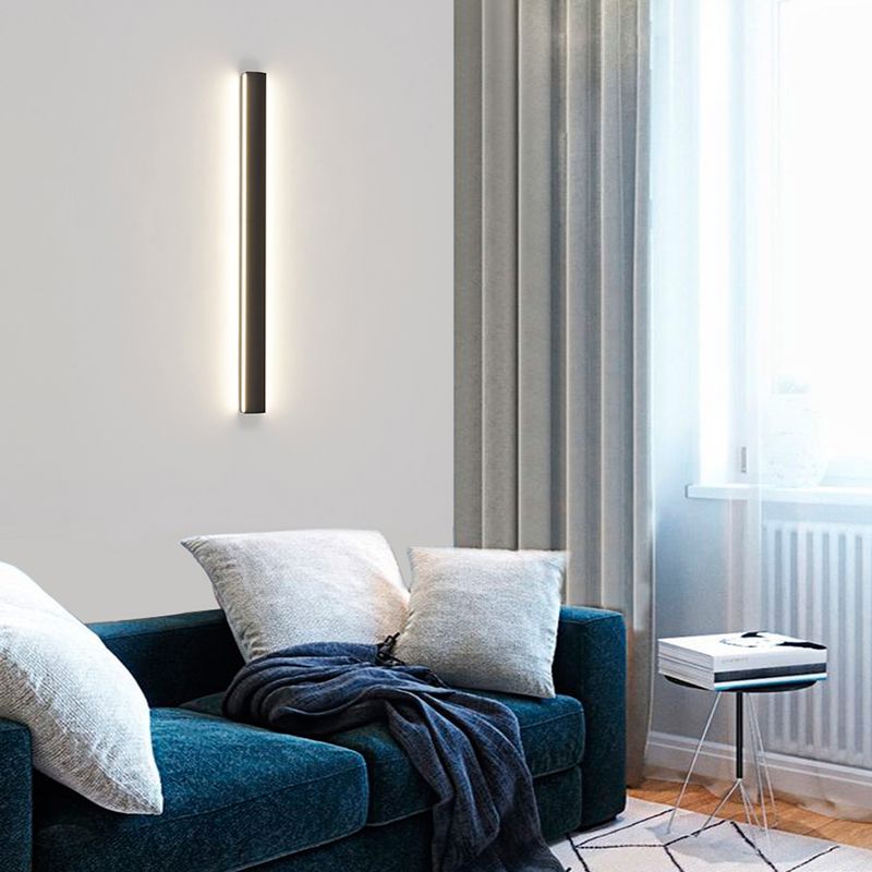Luz de luz lineal de estilo contemporáneo de estilo lineal de metal 1 luces de pared de luz en negro