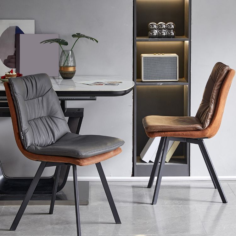 Industrial Indoor Faux Leather Upholstered Armless Parsons Dining Chair