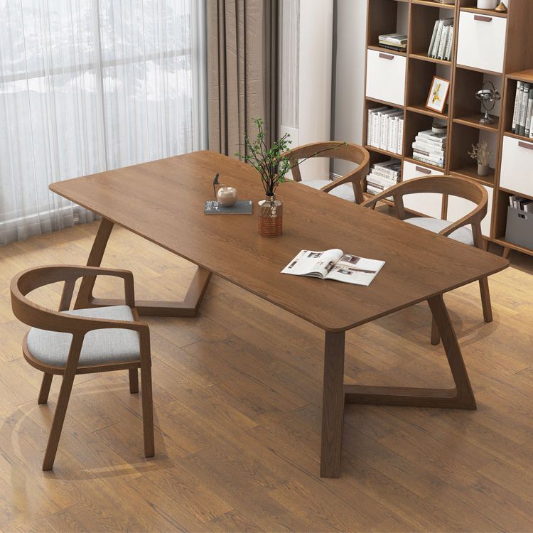 Modern Solid Wood Rectangle Writing Desk 29.53" Tall Sled Base Office Desk