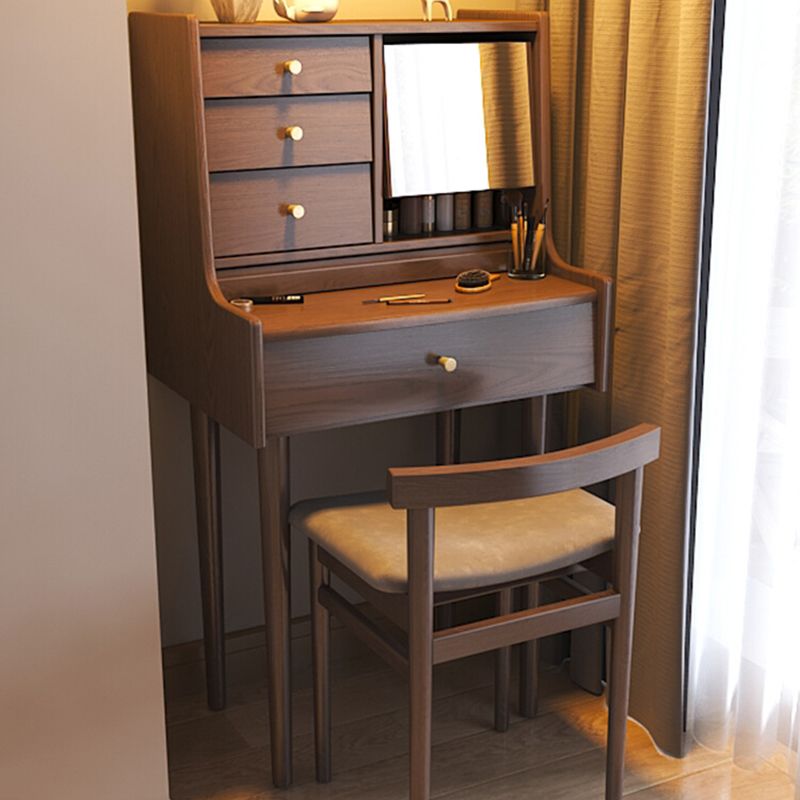 Traditional Wooden Makeup Vanity Desk Table with Stool for Bedroom