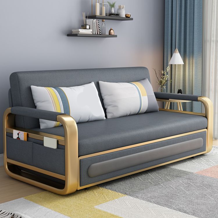 Modern Cushion Back Loveseat Foldable Sleeper Sofa with Storage