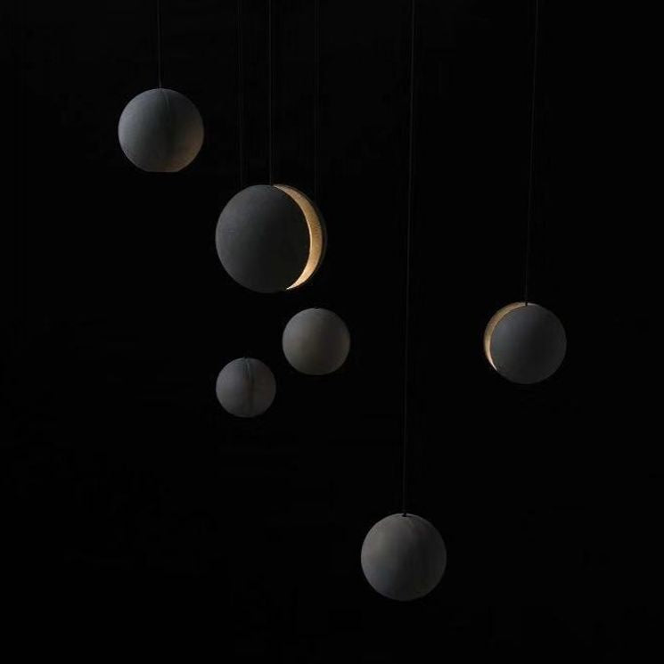 Mini Sphere Hanging Lamp Modern Cement 1 Head Restaurant Pendant Light in Grey