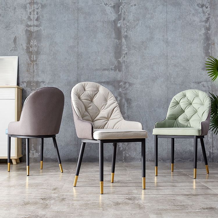 Sillas de comedor de metal de estilo nórdico, silla lateral de comedor con brazo Parsons para cocina